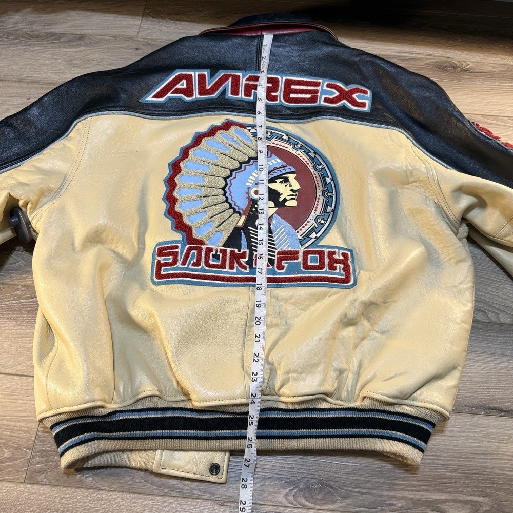 VTG Avirex Snuk & Fox Bomber Jacket Genuine Leather American Flight Jacket Men L - Picture 4 of 12